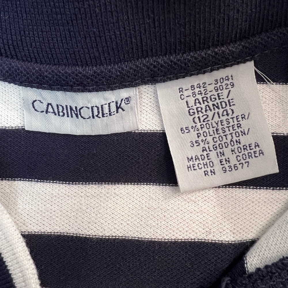 Cabin Creek Navy & White Striped Sleeveless V-Neck Top Size Large 12/14 - Picture 5 of 8